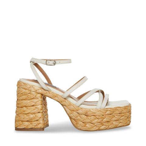 Steve Madden Women's White Leather Belise Sandals | Steve Madden In Lebanon