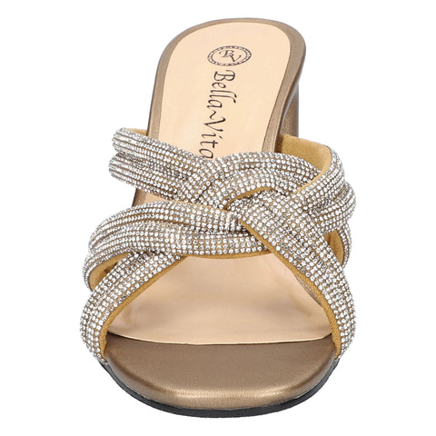 Bella Vita Women's Rose Gold Carmen Metallic Block Heeled Sandals | Bella Vita In Lebanon