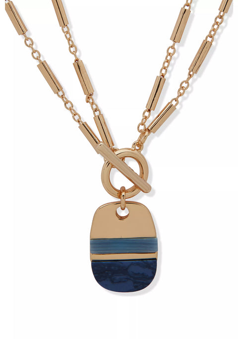 Anne Klein Women's Gold Tone Multi Color Inlay Pendant Necklace | Anne Klein In Lebanon