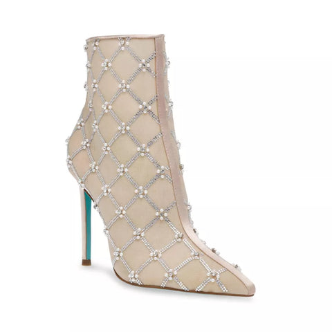 Betsy Johnson Women's Gold & Silver Lark Mesh Embelished Stiletto Ankle Boot | Betsy Johnson In Lebanon