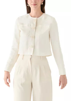 Anne Klein Women's Off White Long Sleeve Linen Jacket | Anne Klein In Lebanon