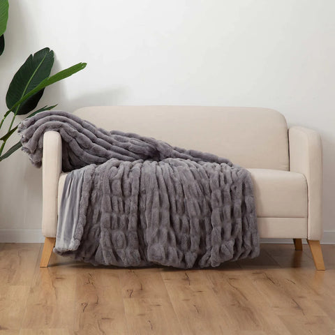 Berkshire Collection Faux Fur Plush Throw Blanket, 60"x70", Gray |Berkshire Collection In Lebanon