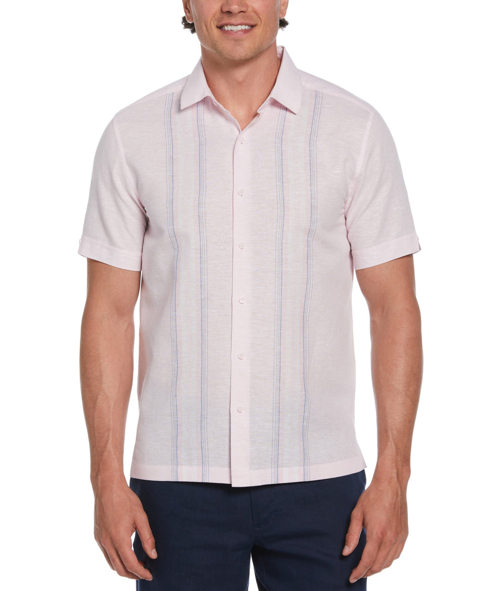 Cubavera Men's Light Pink Linen-Blend Gradient Panel Shirt |Cubavera In Lebanon