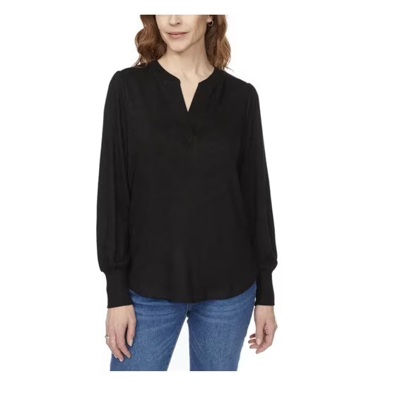 Buffalo Women's Black Cozy V-Neck Long Sleeve Blouse