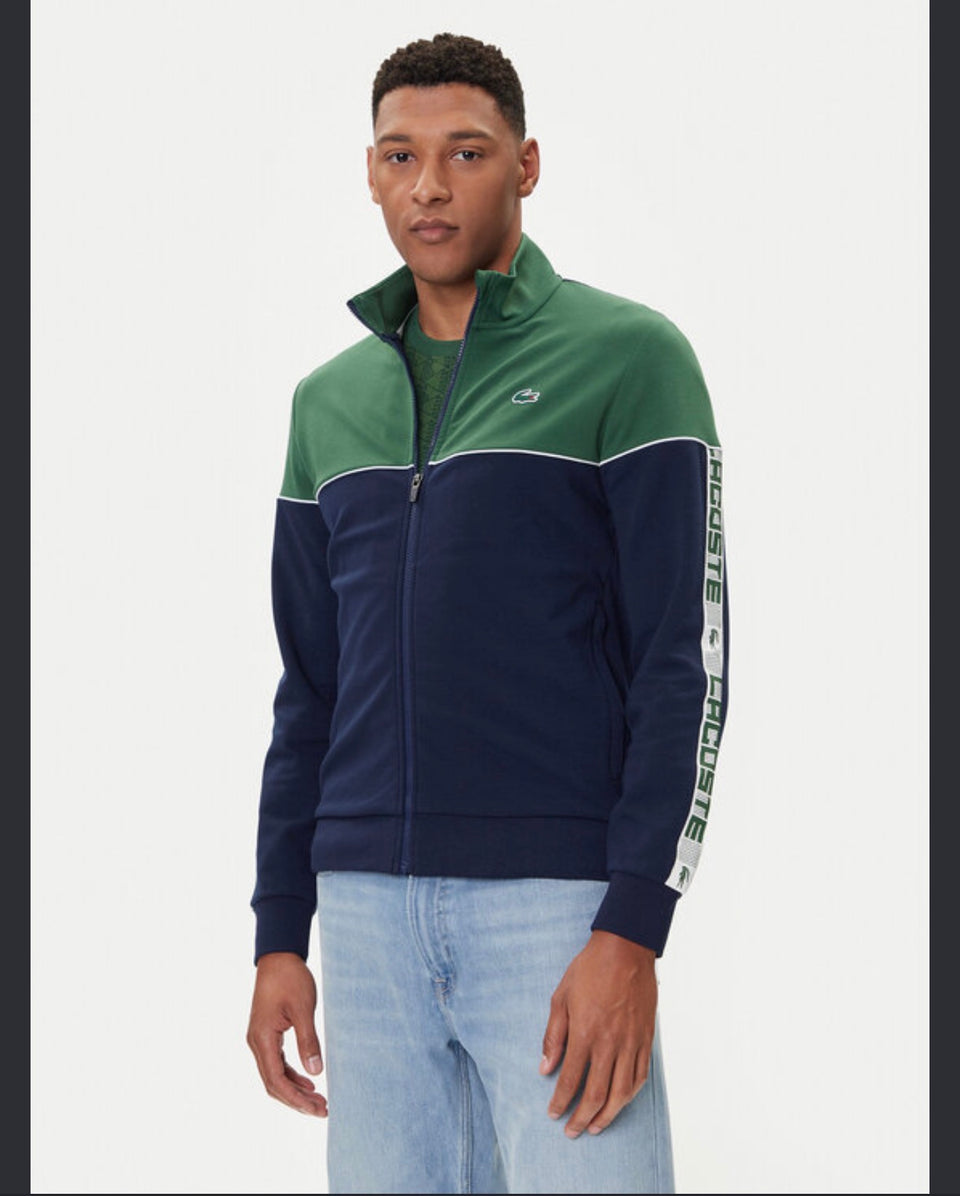 Lacoste Men's Green & Navy Logo Tape Track Jacket