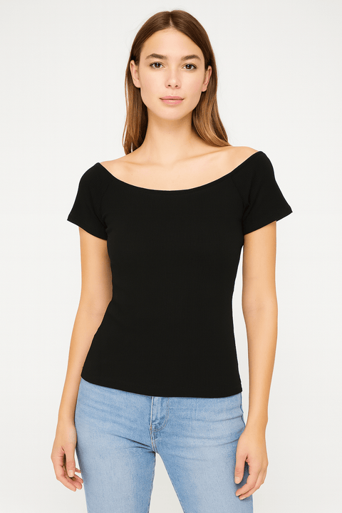 Mango Women's Black Short-Sleeve T-Shirt | Mango in Lebanon