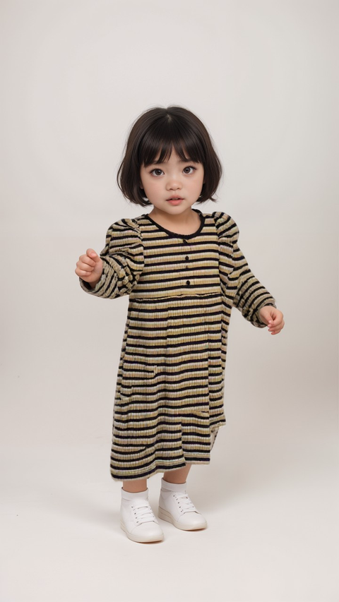 POMPdeLUX Girl's Multicolor Long Sleeve Dress | POMPdeLUX in Lebanon