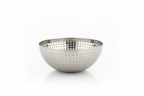 Silver textured bowl on a white background