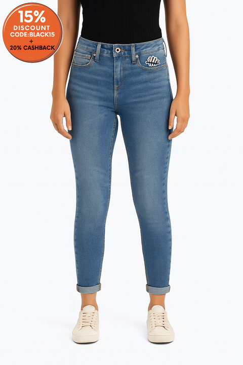 Lee 418 Women's Scarlett Blue Mid Rise Slim Jeans | Lee in Lebanon