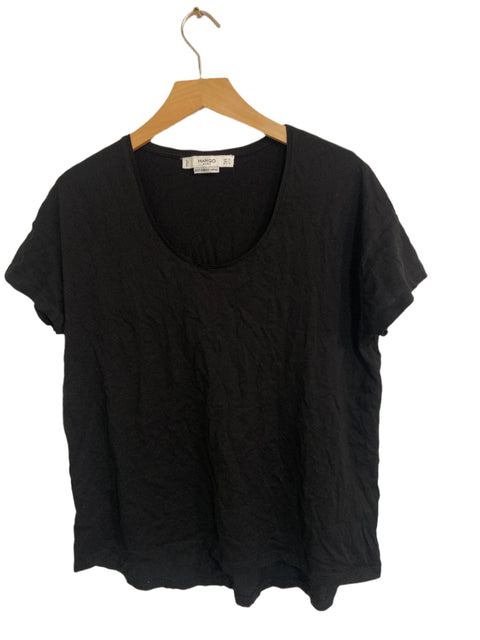 Mango Women's Black Basic Scoop Neck T-Shirt |Mango In Lebanon