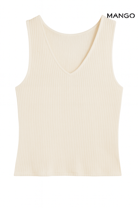 Mango Women's Off-White Sleeveless Top| Mango in Lebanon