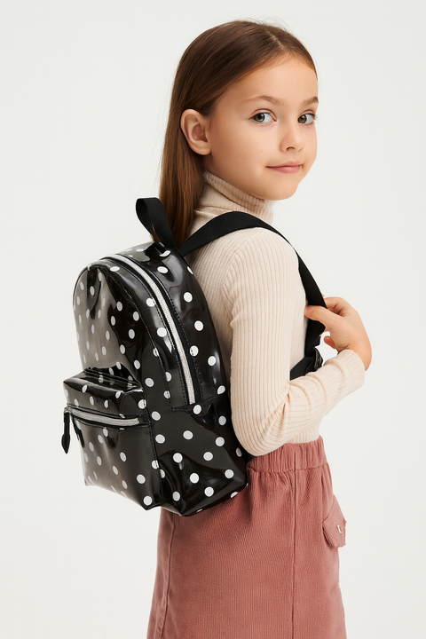 Reserved Girl's Black Dotted Backpack |Reserved In Lebanon