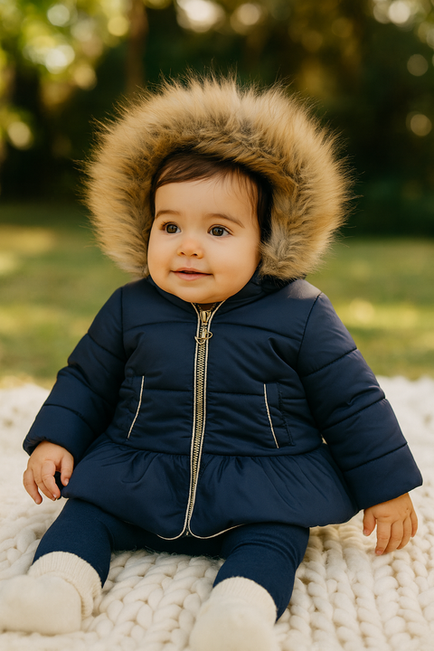 Boboli Baby Girl's Navy Blue Puffer Jacket| Boboli in Lebanon