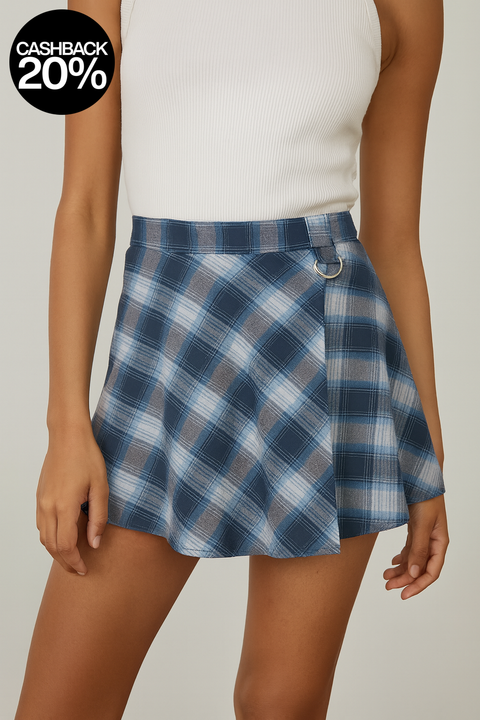 Forever 21 Women's Navy & Blue Checkered Skirt | Forever 21 In Lebanon