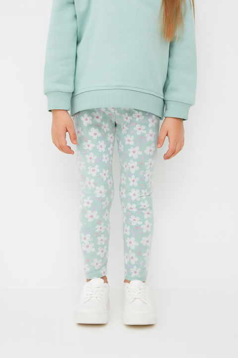 Sinsay Girl's Mint Green Leggings With Floral Print | Sinsay In Lebanon