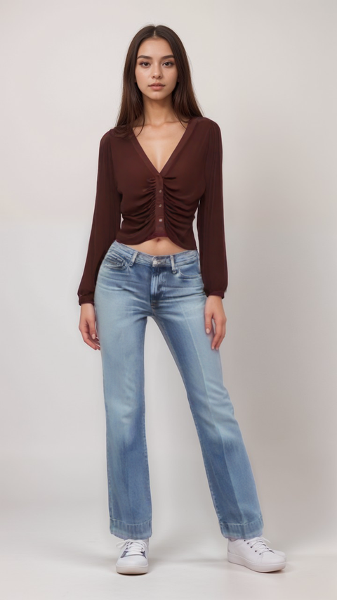 Grave Fame Women's Brown Long Sleeve Blouse |Grave Fame in Lebanon