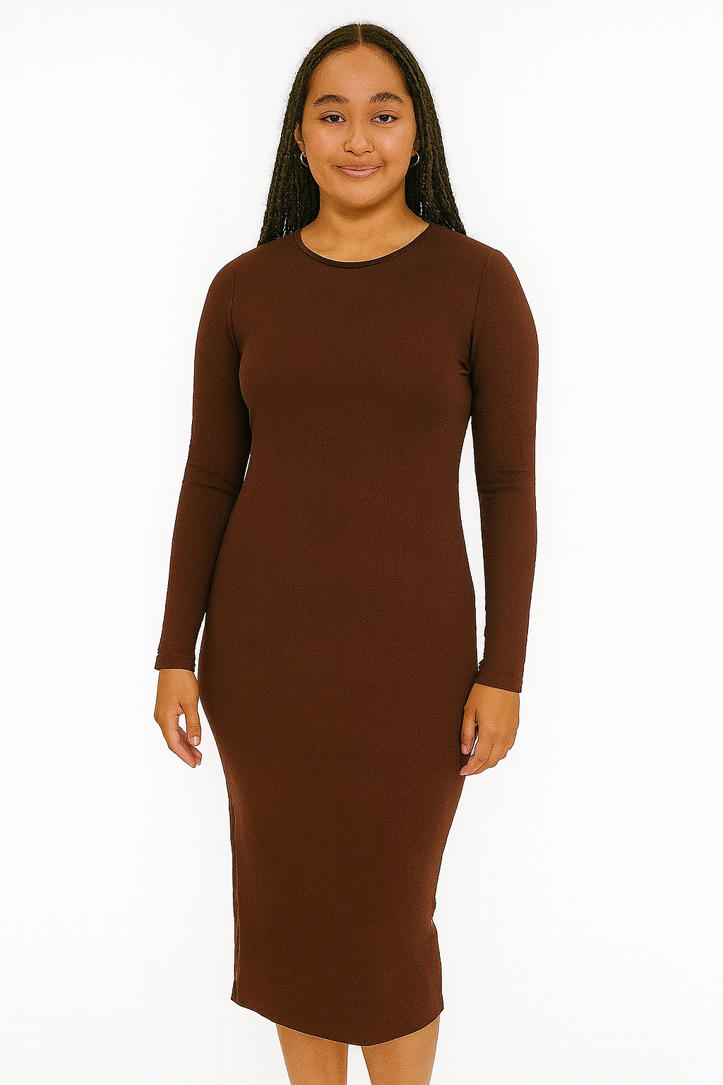 Forever 21 Women's Brown Long Sleeve Side Cutout Maxi Dress | Forever 21 In Lebanon