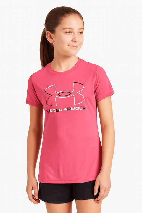 Under Amour Girl's Fuchsia Big Logo T-Shirt  |Under Amour  In Lebanon