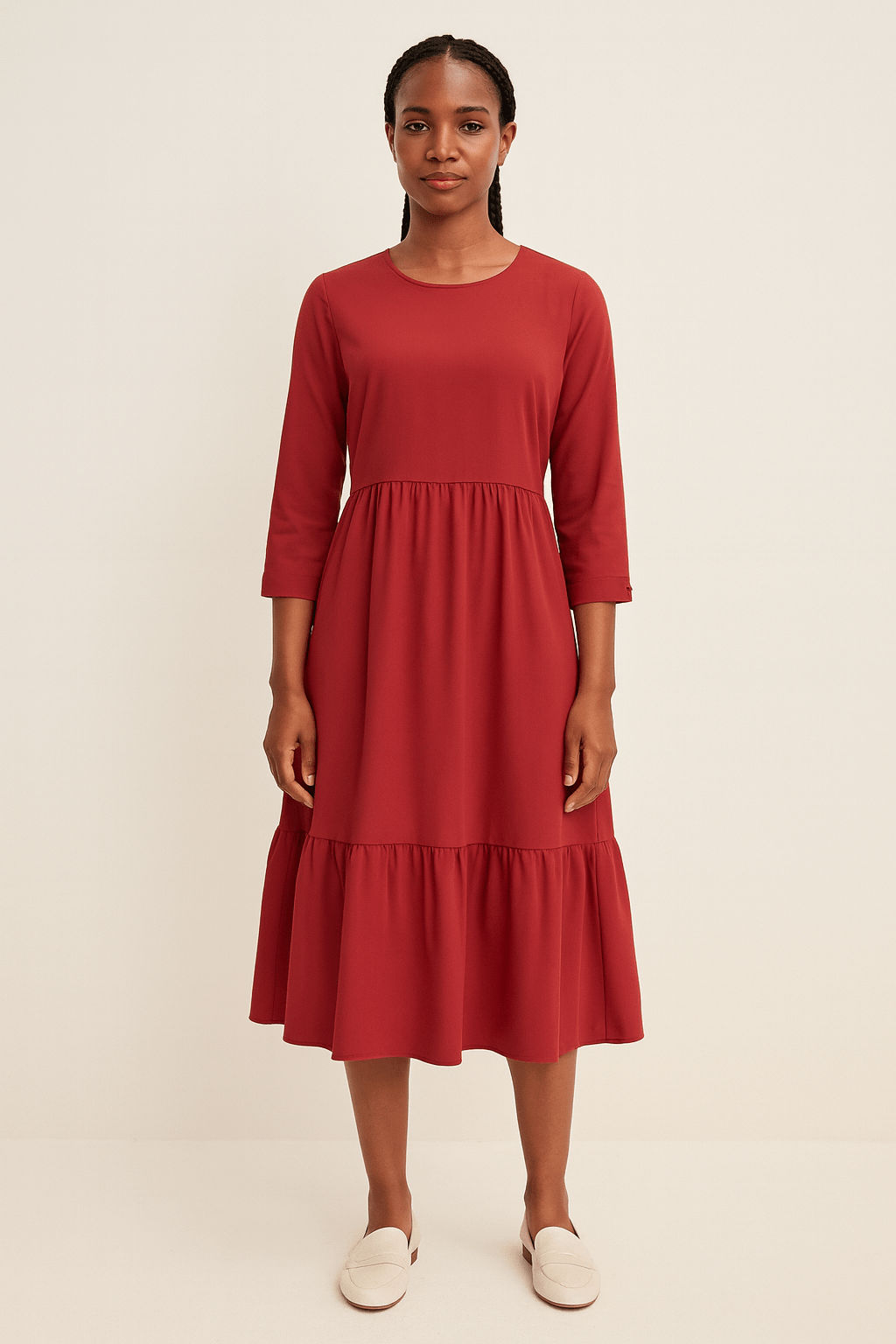 Fresh Made Women's Light Maroon Long Sleeve Maxi Dress | Fresh Made In Lebanon