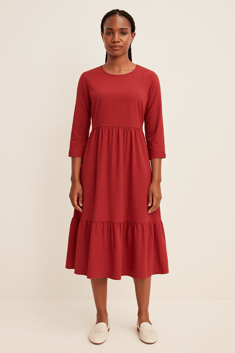 Fresh Made Women's Light Maroon Long Sleeve Maxi Dress | Fresh Made In Lebanon