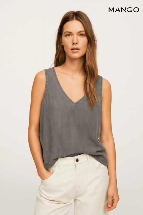 Mango Women's Grey Sleeveless Blouse| Mango in Lebanon