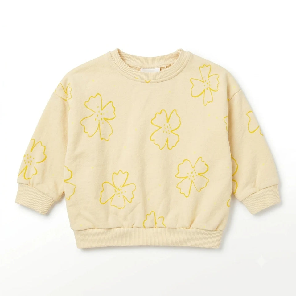 Zara Baby Girl's Light Yellow Floral Pullover Sweatshirt | Zara In Lebanon