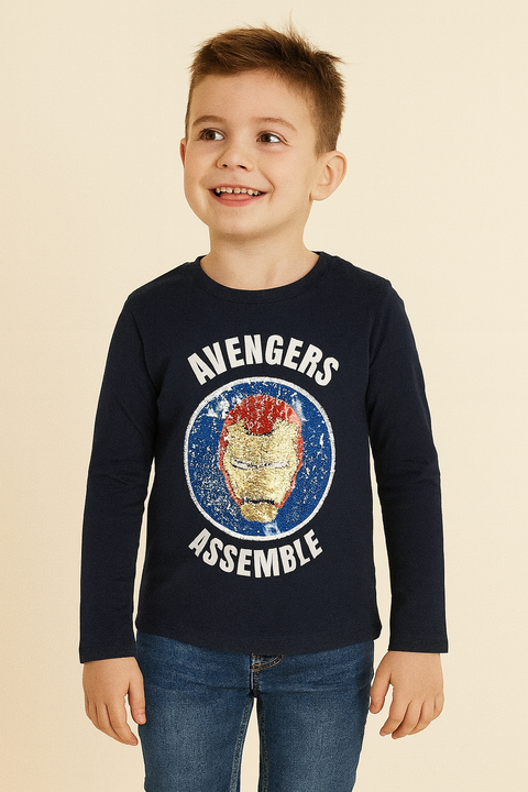 Sinsay Boy's Navy Long Sleeve Printed T-Shirt | Sinsay In Lebanon