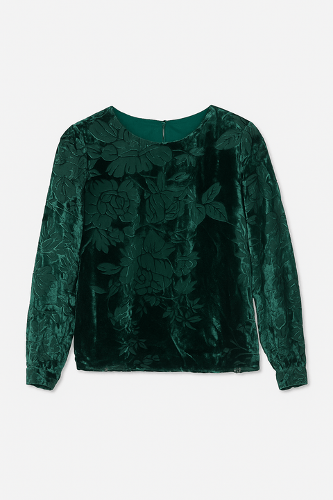Zabaione Women's Dark Green Floral Blouse | Zabaione In Lebanon