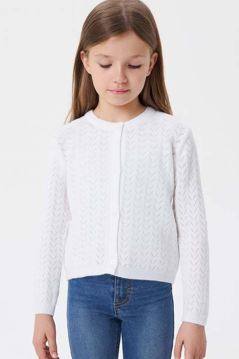 Sinsay Girl's White Eyelet Sweater | Sinsay In Lebanon