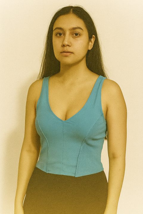 Forever 21 Women's Blue Split Neck Sleeveless Crop Top | Forever 21 In Lebanon