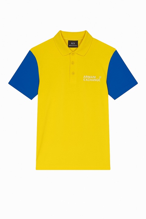 AX Armani Exchange Men's Blue/Yellow/Black Polo T-shirt ABF4621