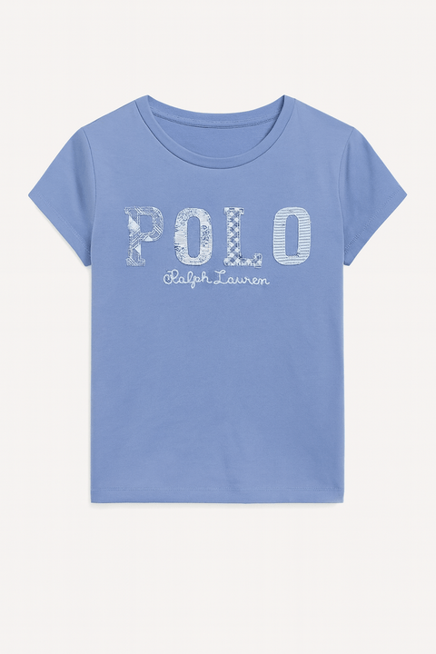 Polo Ralph Lauren Girl's Blue Mixed-Logo Cotton T-Shirt  |Polo Ralph Lauren In Lebanon