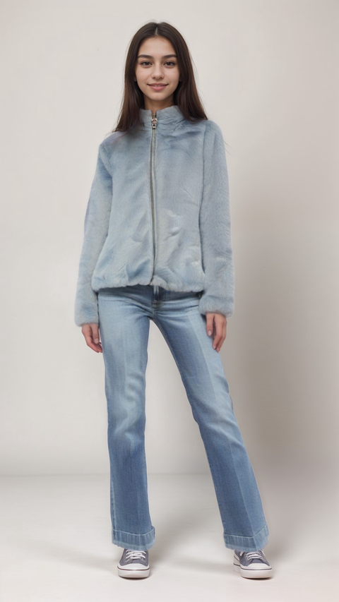 Terranova Girl's Blue Fur Jacket |Terranova  in Lebanon