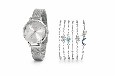 Laura Ashley Women's Silver 6 Pc Chain Bracelets With Watch | Laura Ashley In Lebanon