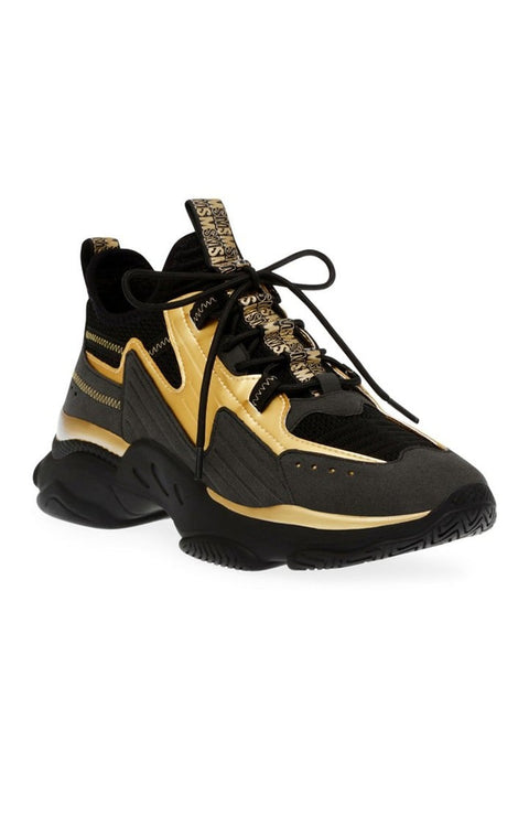 Steve Madden Women's Black & Gold Matchbox Sneakers | Steve Madden In Lebanon