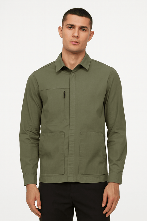 Jack & Jones Men's Core Agave Green Pocket Overshirt | Jack & Jones In Lebanon