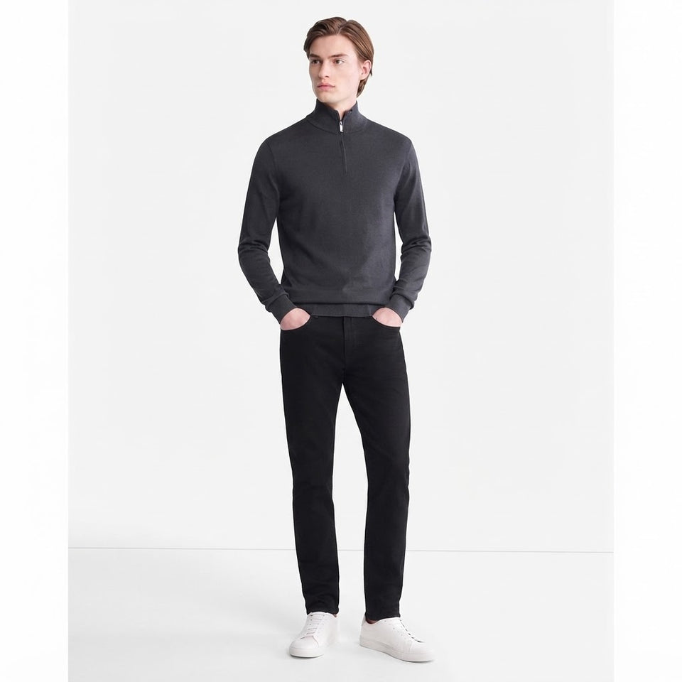 Calvin Klein Men's Dark Grey Quarter-Zip Pullover Sweater