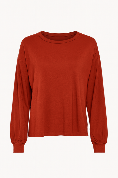 Zabaione Women's Brick Puff Sleeve Blouse |Zabaione In Lebanon