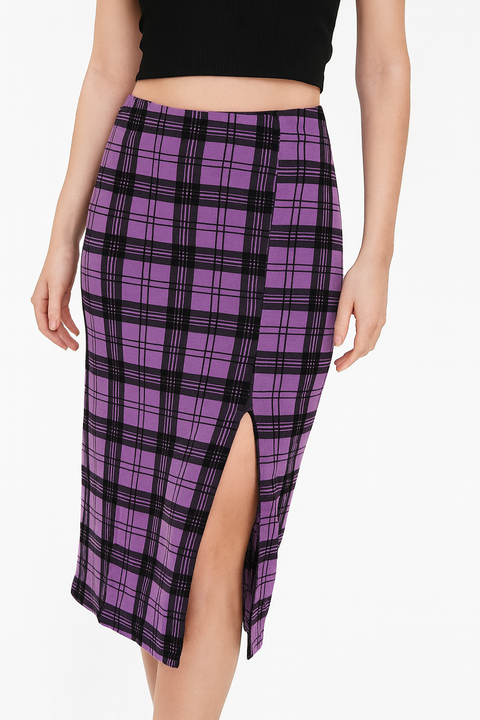 Forever 21 Women's Purple & Black Plus Size Checkered Skirt | Forever 21 In Lebanon