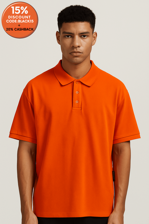 Forever 21 Men's Orange Knit Top Polo T-Shirt | Forever 21 In Lebanon