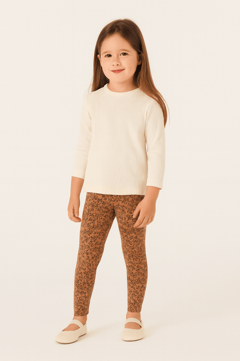POMPdeLUX Girl's Dusty Rose Printed Leggings | POMPdeLUX in Lebanon