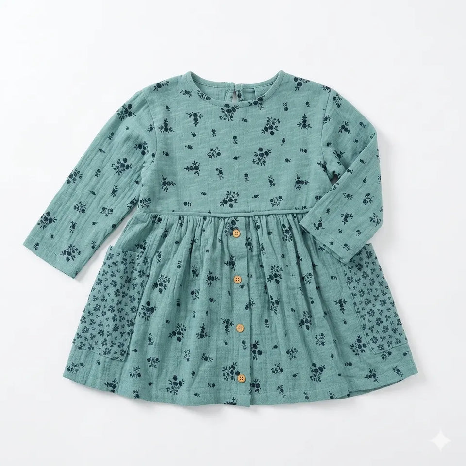 Zara Girl's Blue & Navy Floral Long Sleeves Dress | Zara in Lebanon