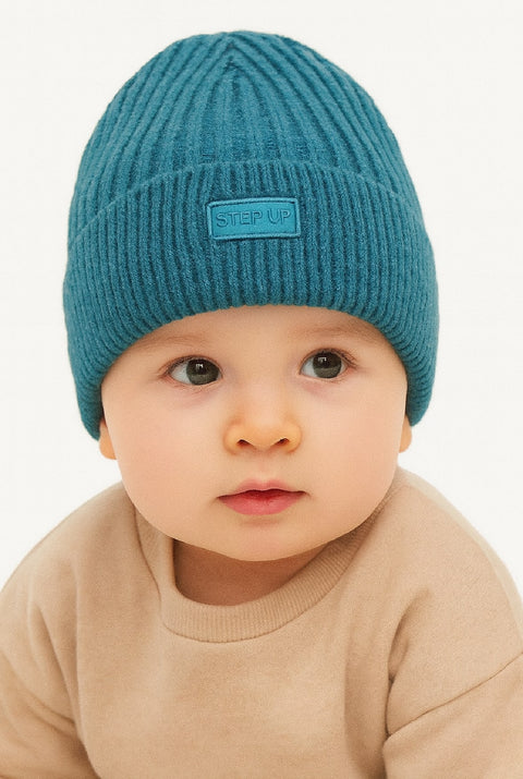 Reserved Baby Boy's Dark Turquoise Ribbed Beanie Hat | Reserved In Lebanon