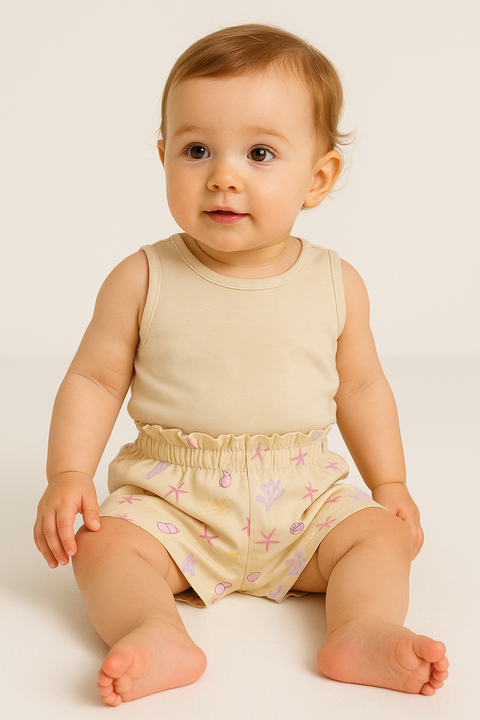 Sinsay Baby Girl's Beige Shorts With A Print | Sinsay In Lebanon