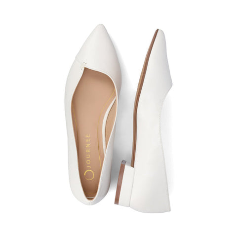 Journee Collection Women's White Carmin Slip On Low Bloc Casual Shoes | Journee Collection In Lebanon