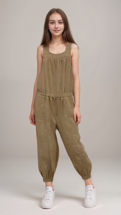 POMPdeLUX Girl's Beige Sleeveless Jumpsuit |POMPdeLUX in Lebanon