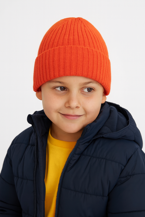Reserved Boy's Orange Beanie In Structured Fabric | Reserved In Lebanon