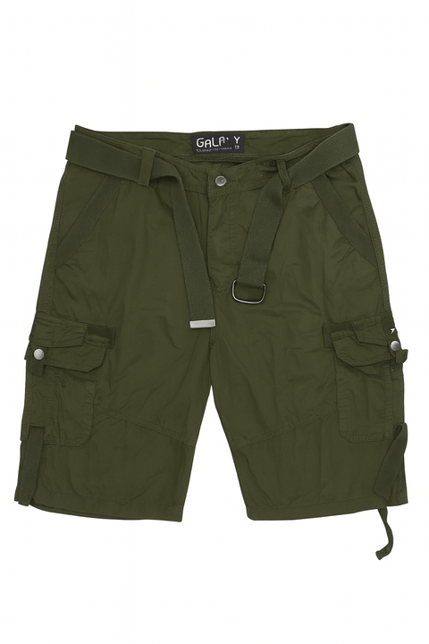 Galaxy By Harvic Men's Dark Green Belted Short ABF4379