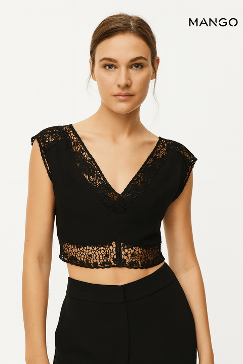 Mango Women's Navy Sleeveless Top| Mango in Lebanon