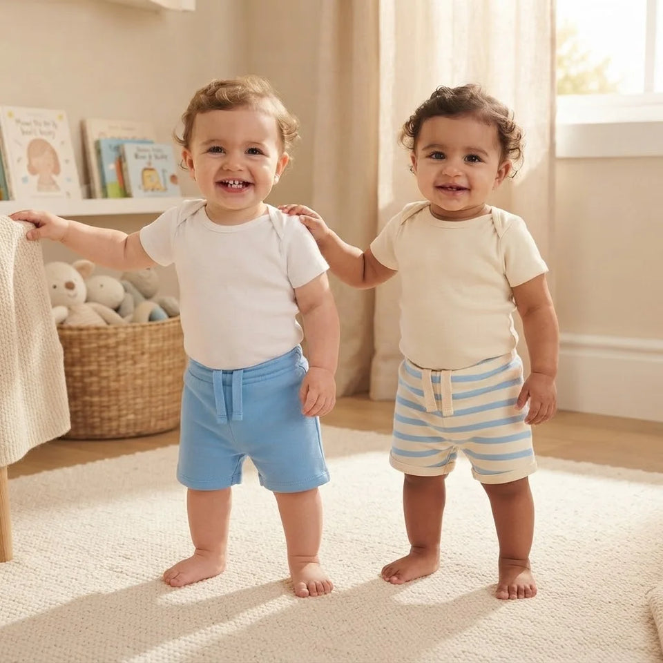 Sinsay Baby Boy's Blue & Cream Pack Of 2 Striped Shorts